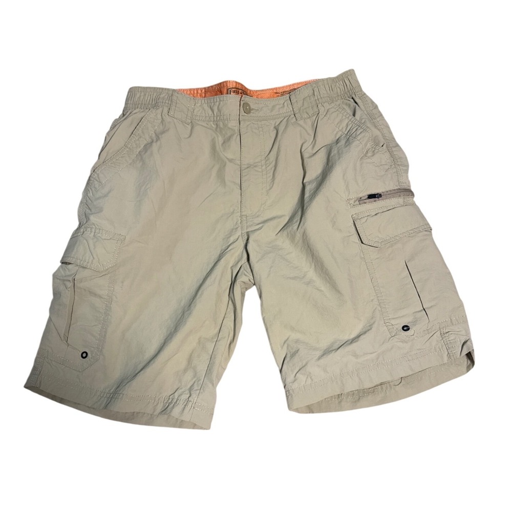 Field & Stream Mens Khaki Nylon Ripstop Cargo Shorts Medium 32-34 Tan Hiking